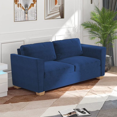 Amyris 77.1"" Velvet Square Arm Sleeper Sofa Bed with Reversible Cushions -  Latitude Run®, 6FDAAE83A6574CF8A45E76A194573A47