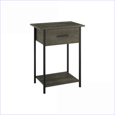 Space-Saving 2-Tier Coffee Table for Living Room, Dark Bronze Laminate &amp; Black Metal Legs, Easy Assembly