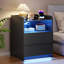 Hagood 17.7'' W 2-Drawer Nightstand with Charging Station, Glasstop and LED Light-129220321