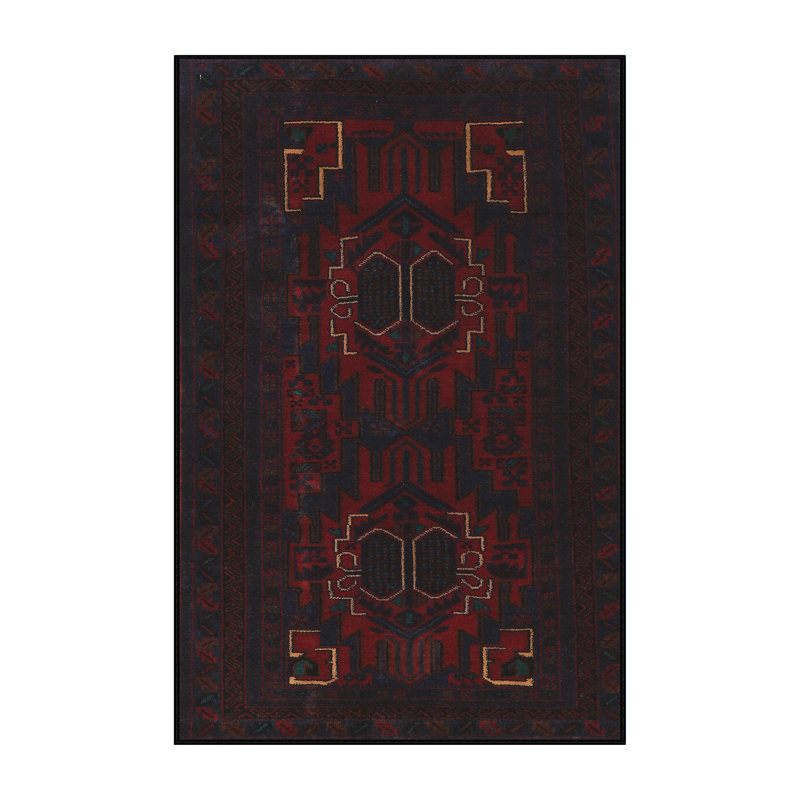 Tapis sud-ouest Mehroon / noir / crème, Rectangle 2 pi x 4 pi