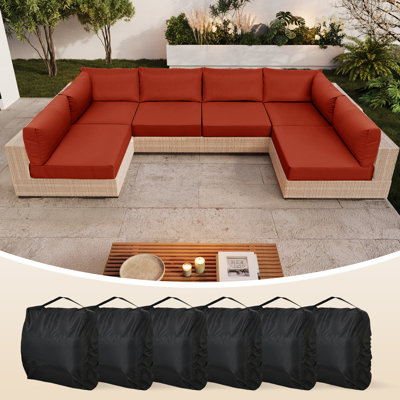 14 Piece Set Of Outdoor Replacement Cushions, For Patio Furniture, Waterproof, Stain Resistant, Fade Resistant, Heat Pressing TPU, Outdoor Olefin Fabric, Suitable For 6-Seater Sofa Cushions, Blue