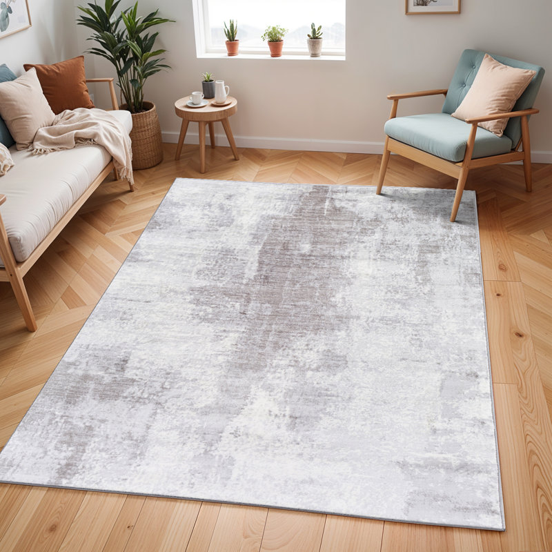 Roudebush Machine Woven Aqua Rug, Grey/Ivory, Rectangle 200 x 275 cm