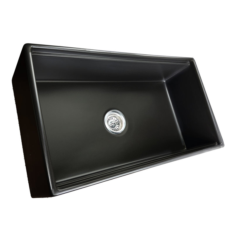 Cape 33'' L Farmhouse / Apron Single Bowl Fireclay Kitchen Sink, Matte Black
