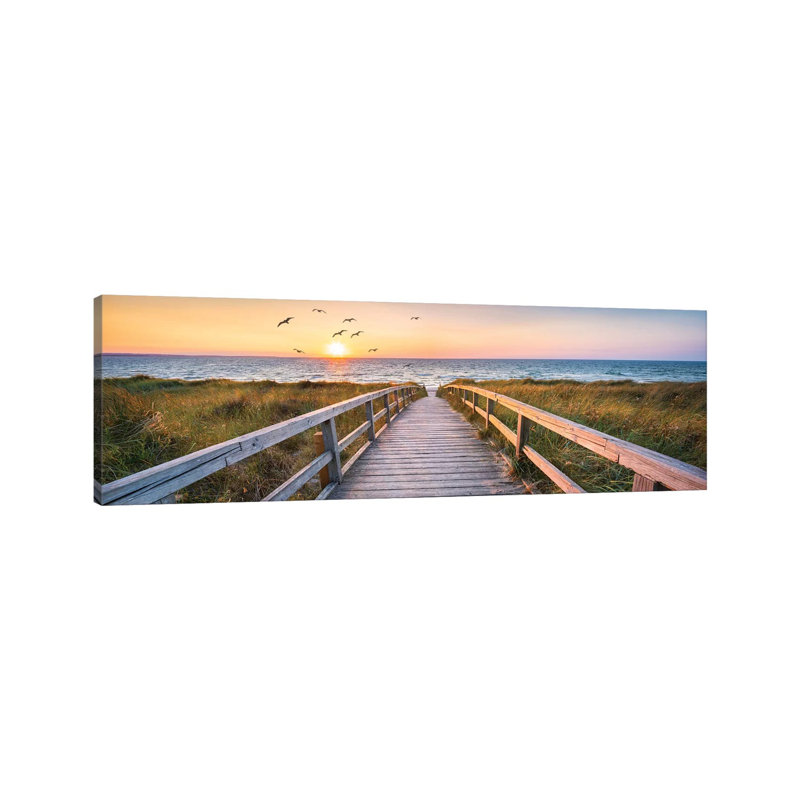 «Dune Beach Panorama» par Leah Straatsma - reproduction d'art, H 16 po x l 48 po x 1,5 po, Toile tendue