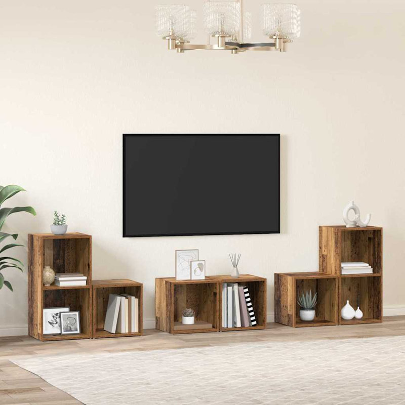 TV Cabinet Set 6 Pcs 37 X 35 X 72 Cm, Old Wood