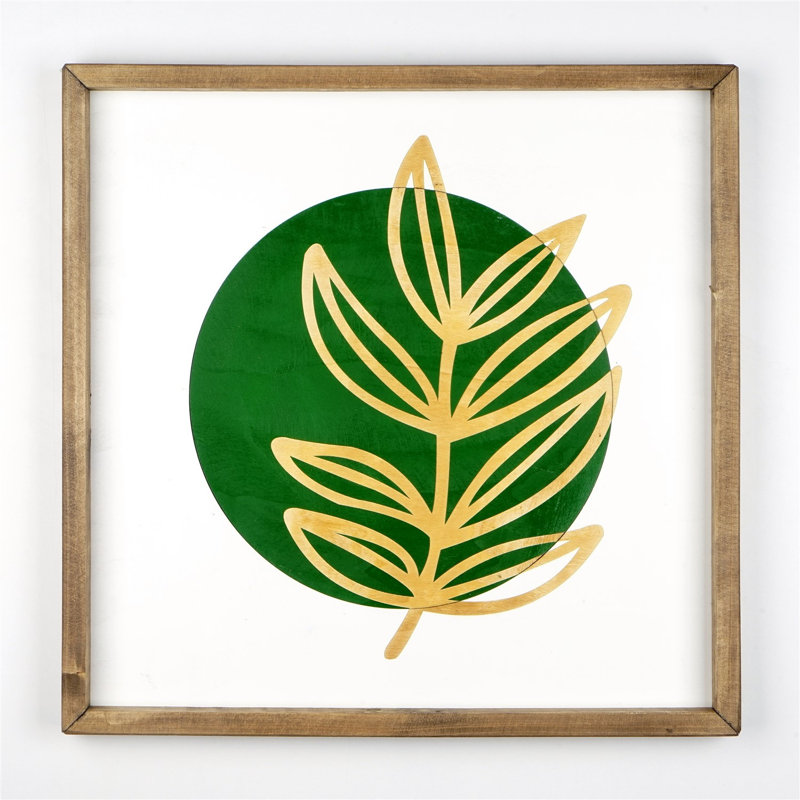 Modern Plants & Flowers Wall Decor on Solid Wood, White/Green/Yellow