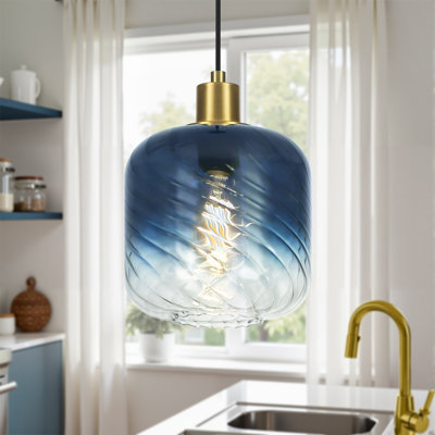 1-Light 8.66"W Glass Pendant Light for Kitchen Island, Sink, Bedroom
