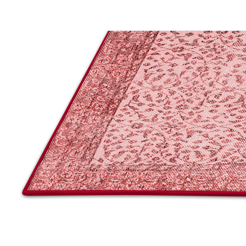 Tapis oriental en laine / polyester tissé à la machine en rouge / rose Marijah, Rectangle 3 pi x 5 pi