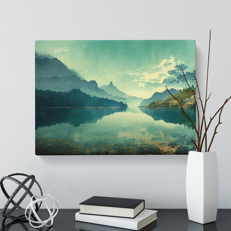 Mountain Lake Watercolour Vol.3 - Wrapped Canvas