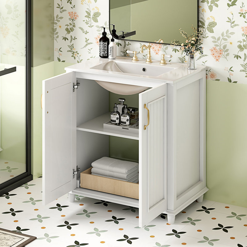 Ensemble de meuble-lavabo autoportant avec tiroir caché
