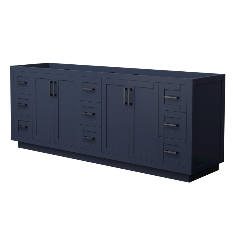 Base de meuble-lavabo double autoportante 83,25 po Miranda, Bleu foncé / noir mat