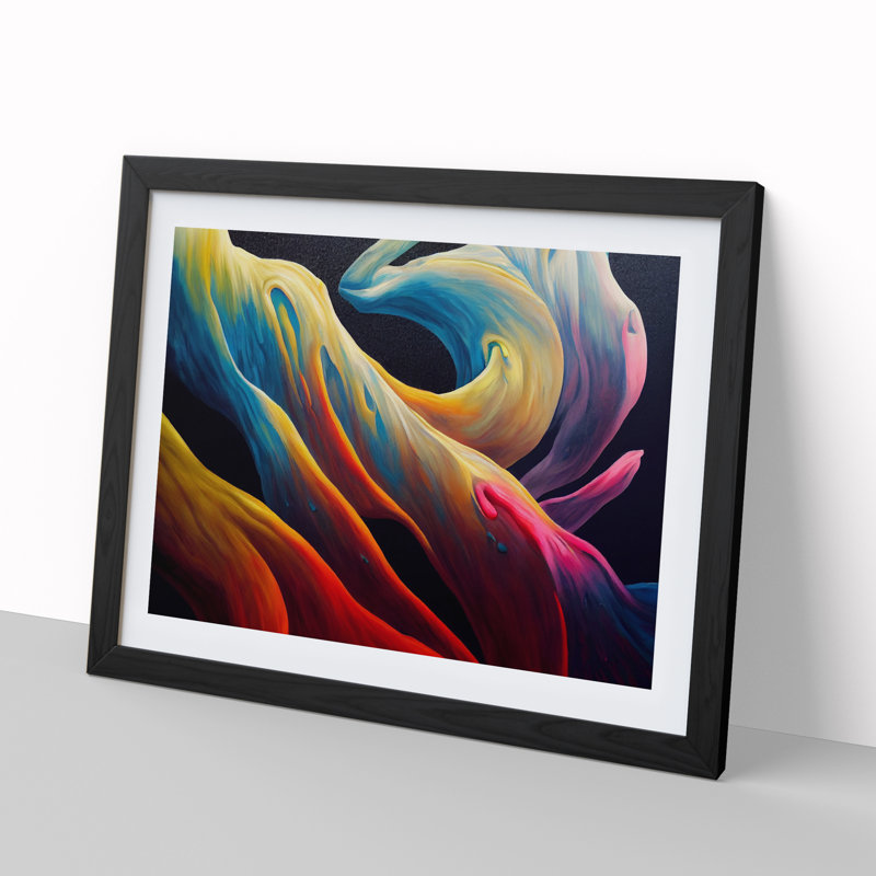 Tranquil Abstract Art - Single Picture Frame Print, Black Framed, 46cm H x 64cm W x 2cm D