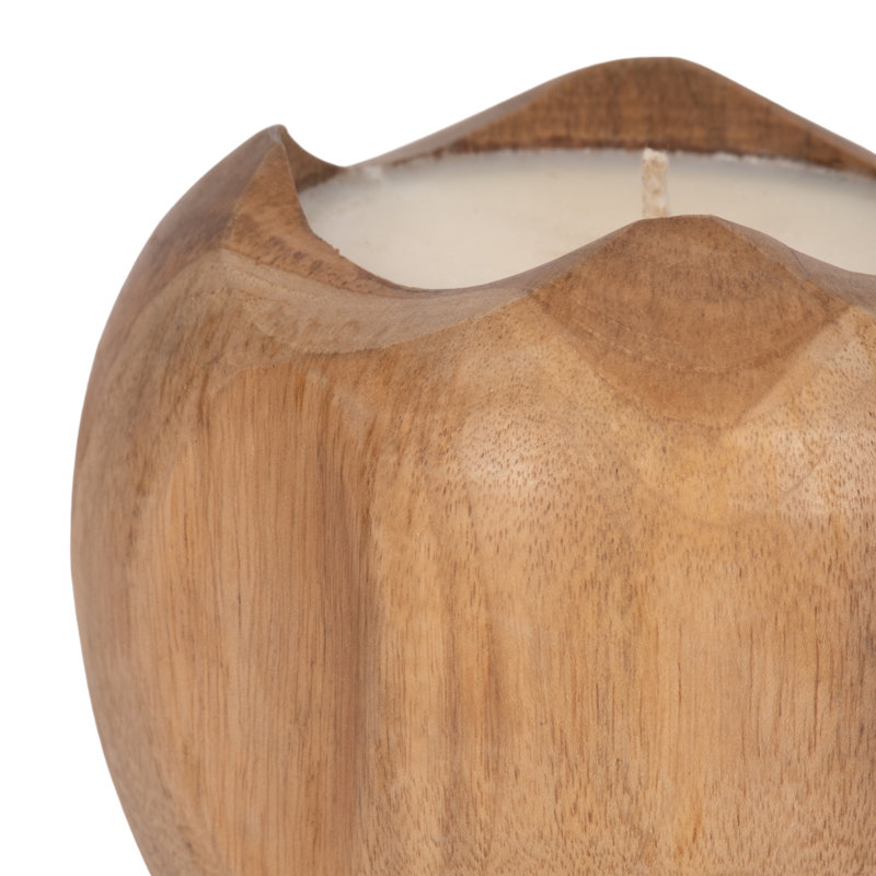 Bougie ronde en bois de teck naturel 8 po - Ambiance intérieure chaleureuse