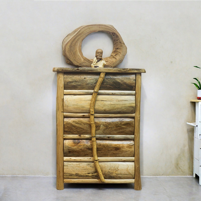 Wabi-Sabi Style Solid Wood Entryway Cabinet