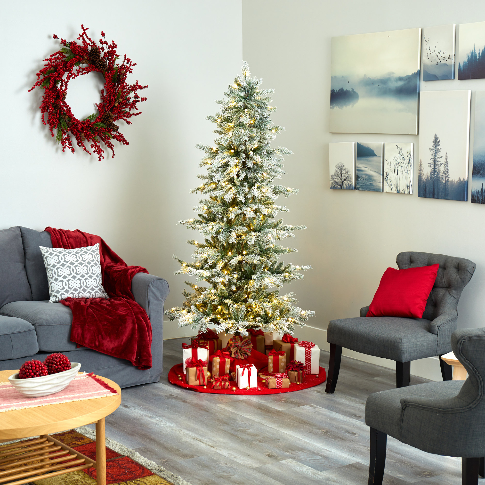 Lighted Artificial Spruce Christmas Tree, 6.5' H