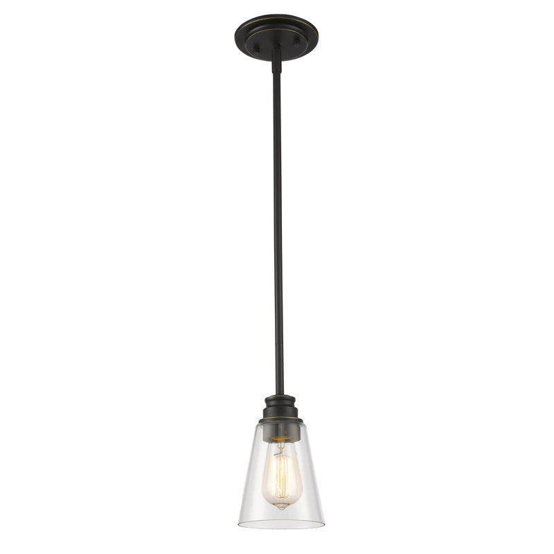Luminaire suspendu en forme de cloche à 1 lumière Jantz, Bronze vieilli