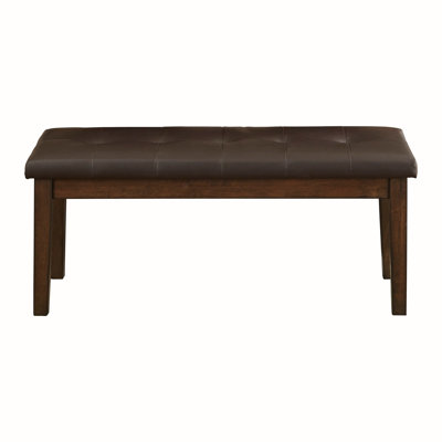 Mobilier de salle à manger transitionnel 1pc Banc en bois capitonné à boutons brun clair rustique