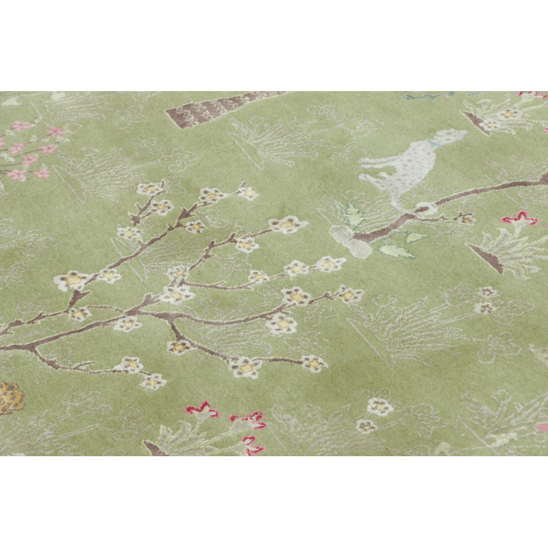 Modern Handmade Silk and Wool Area Rug