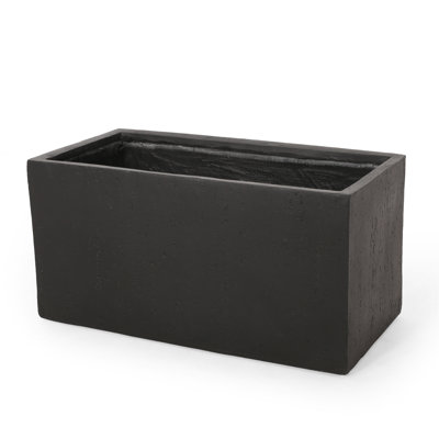 35''L Outdoor Planter - Lightweight Concrete, & Attractive, Elevates Patio Garden, Black, Instant Setup Large Strong , Decorates No Assembly