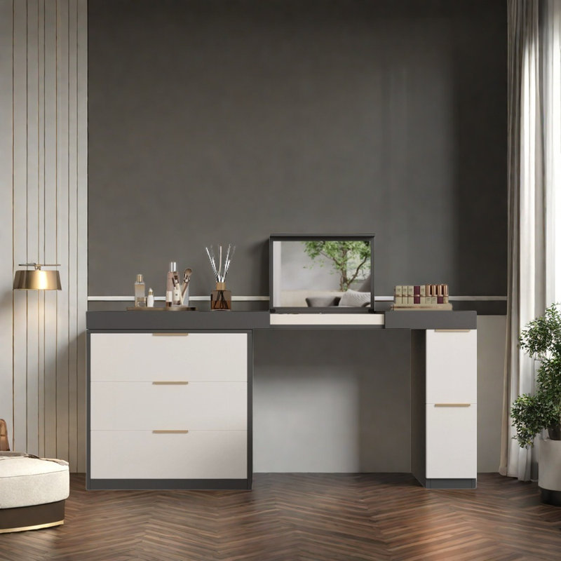 Commode de chambre à usages multiples, Gris / Blanc chaud