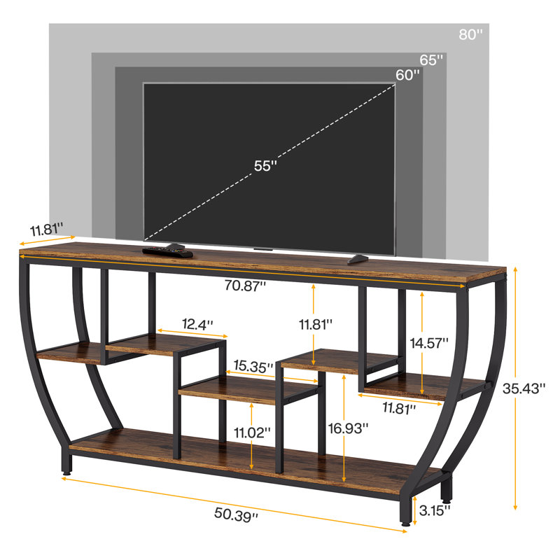 Tv Stand For Tvs Up To 80", Rustic Brown