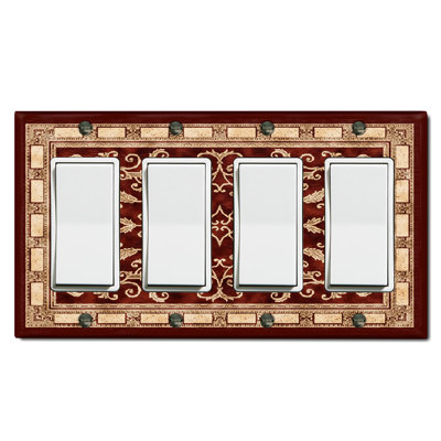 Elegant Beige Red Carpet Rug Print Nature Themed 4 - Gang Rocker Standard Wall Plate