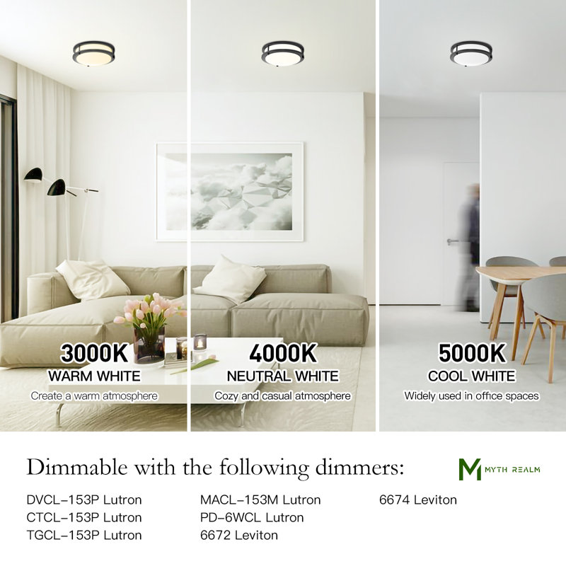 Daphne Double  rings Dimmable 10" LED Flush Mount Ceiling light, Oil Rubbed Bronze