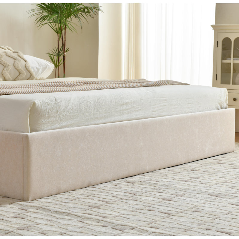 Lit plateforme avec rangement Aristedes, Très grand, Beige