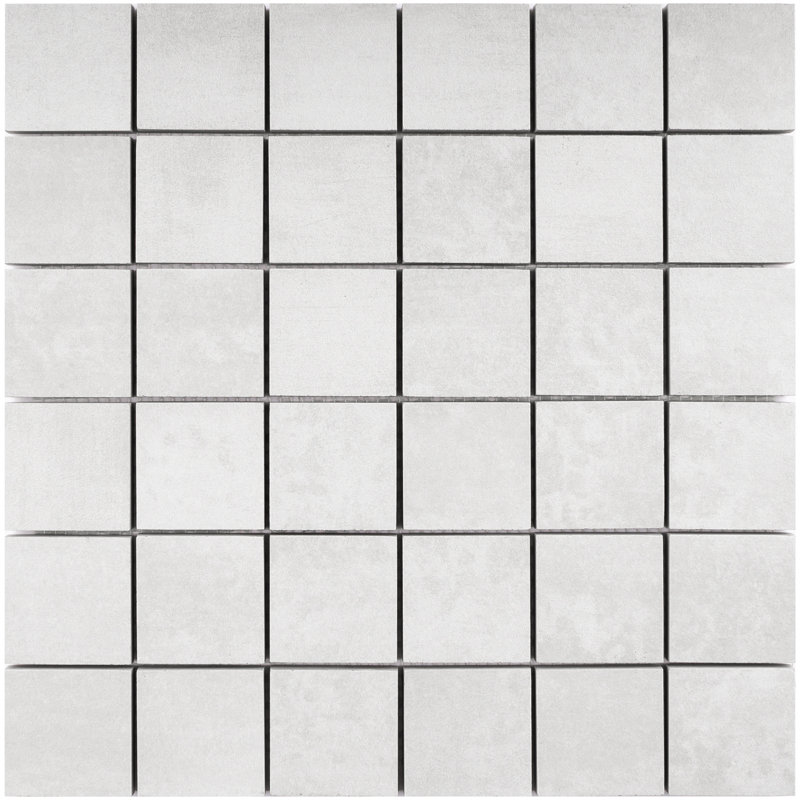 LE LEGHE Carreau de mosaïque en porcelaine mate carrée de 12,01 po x 12,01 po x 12,01 po, Blanc Stagno
