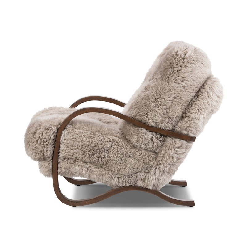 Tobin Upholstered Armchair, Terra Brown Parawood, Taupe Mongolian Fur