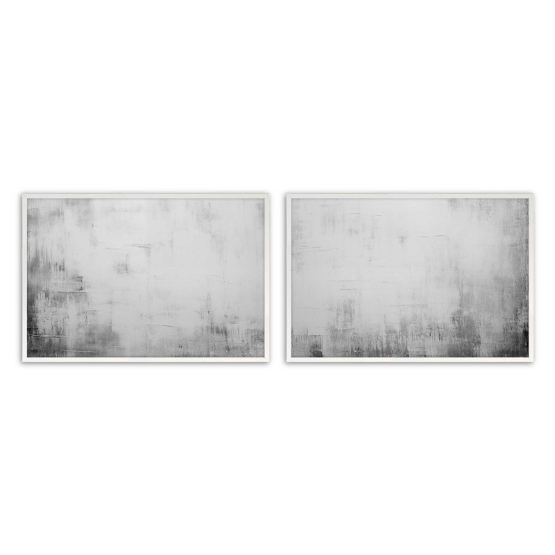 Ensemble de 2 impressions blanches silencieuses dans un cadre brossé, x 16 po, Blanc opaque, H 19 po x l 50 po