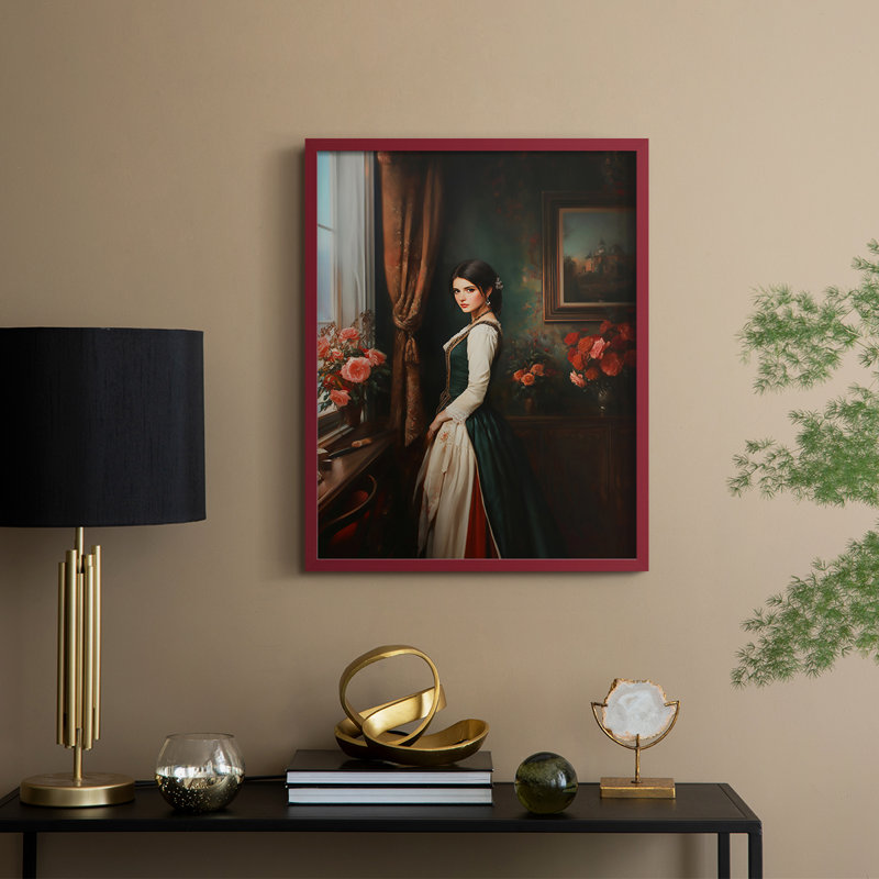 Reproduction encadrée WOMEN Series CCxxxv - bois massif, Rouge, H 21 po x l 17 po