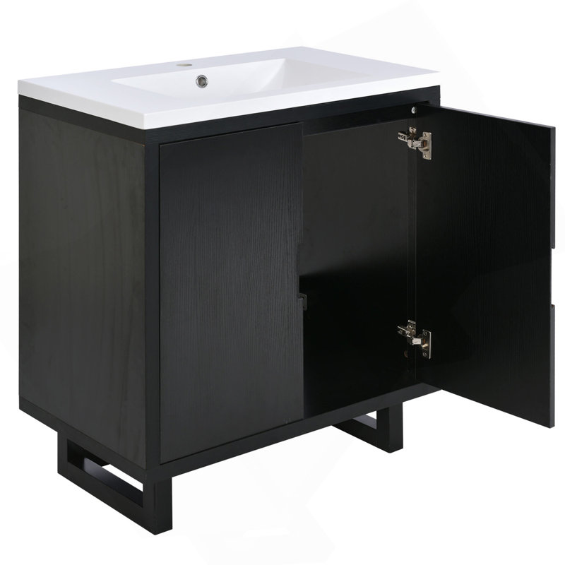 Ensemble de meuble-lavabo 30 po avec lavabo, armoire combinée, armoire de rangement pour salle de bain, structure en bois
