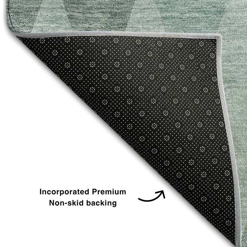 Teal Diamond Pattern Washable Rectangular Synthetic Rug 3' x 5'