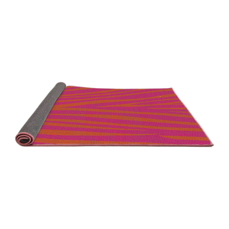 Tapis jaune/rose tissé à la machine, Rond 7 pi