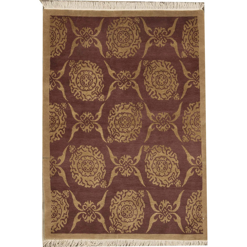 Hand-Knotted High-Quality Rust and Yellow Area Rug