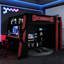 Lit mezzanine en bois rouge pour le travail et les jeux, avec éclairage ambiant sous la télé, 6 ans et plus de rangement,-130104269