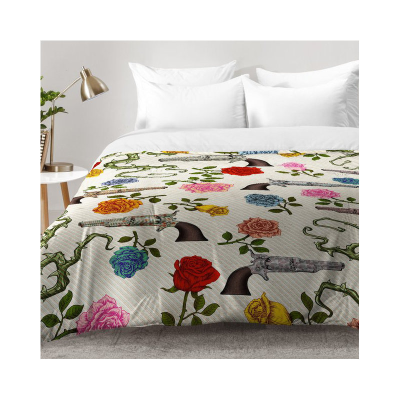 Belle 13 Modern & Contemporary Floral Comforter, Full/Queen Comforter + 2 Standard Shams