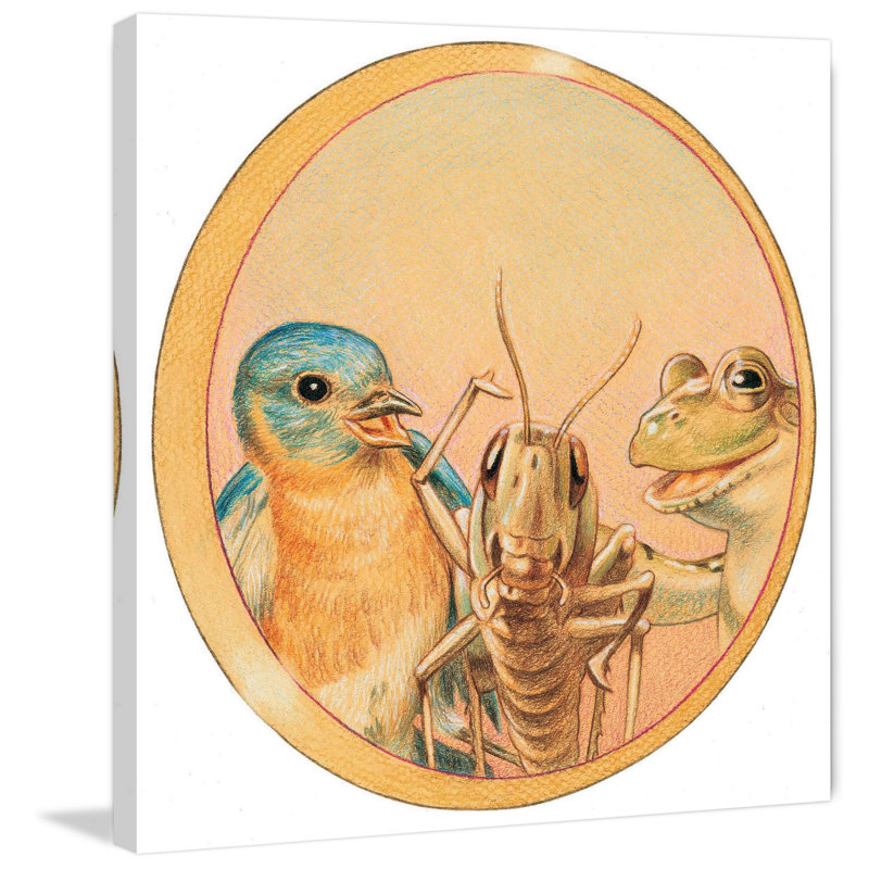 «Bird Cricket and Frog II», reproduction sur toile tendue, H 48 po x l 48 po