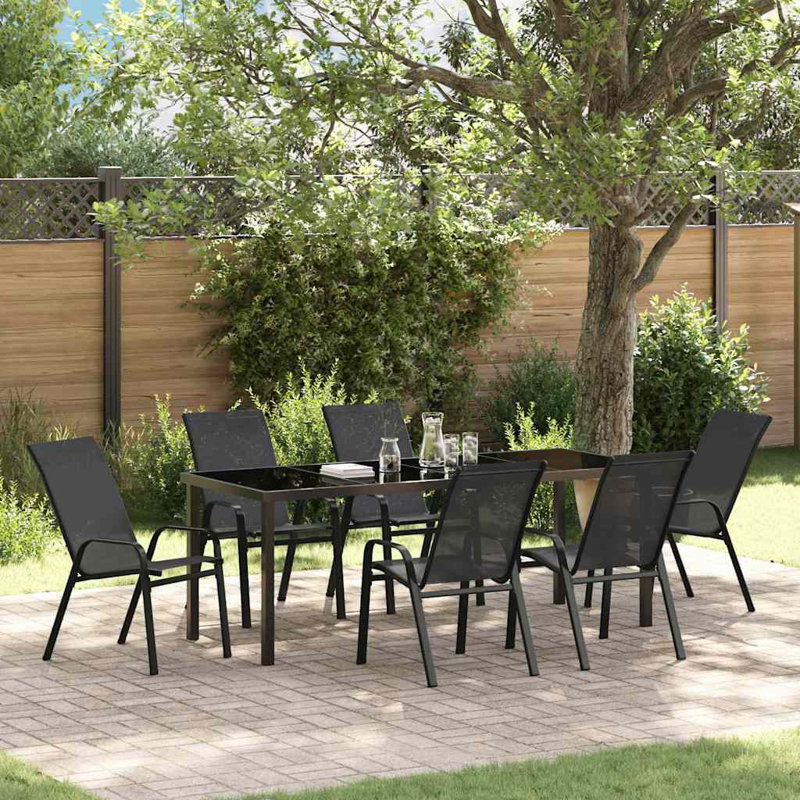 Eliezel 6 - Person Patio Dining Set with Rectangular Table, Black