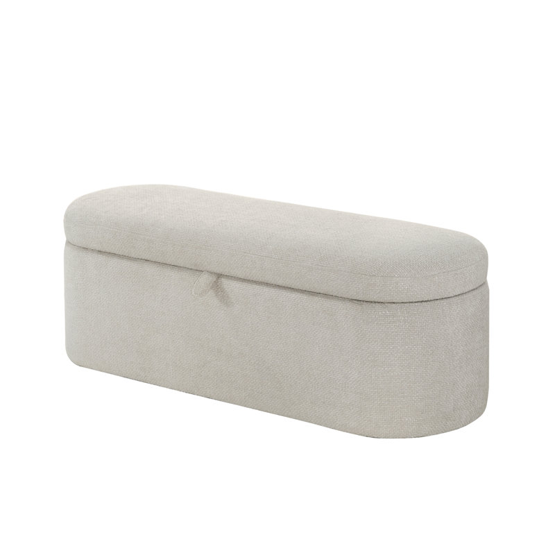 1pièce Banc de rangement fonctionnel et spacieux Compartiment caché Siège rembourré en bois robuste Tissu d'ameublement de la chambre à coucher Entrée du salon Espaces de vie Tweed
