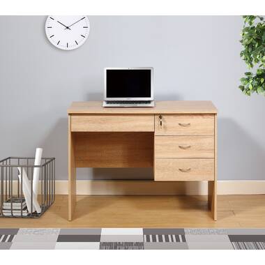 Solid Wood Computer Desk, Office Table with PC Droller, Storage