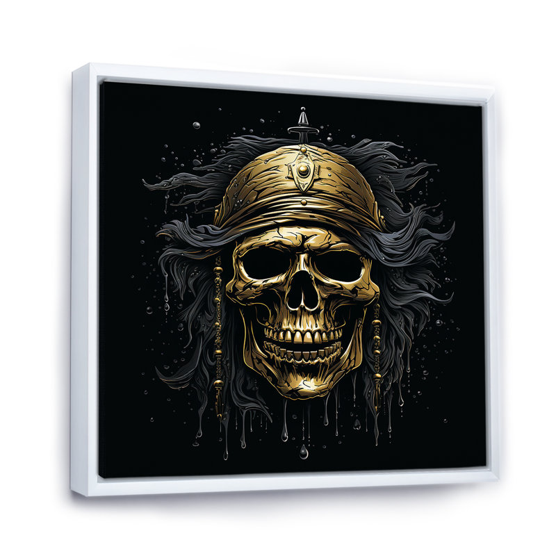 Symbole de pirate Jolly Roger sur toile, H 30 po x l 30 po x P 1 po, Cadre flottant blanc