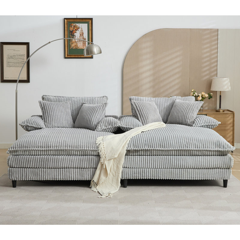 Méridienne surdimensionnée double l 109 po, Gris