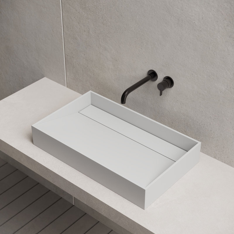 Monblari 24" X 14" Rectangle Solid Surface Matte White Vessel Sink, Matt White