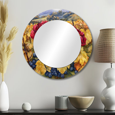 Peonies And The Autumn Vine I - Traditional Decorative Mirror Wall Art - Printed On Metal