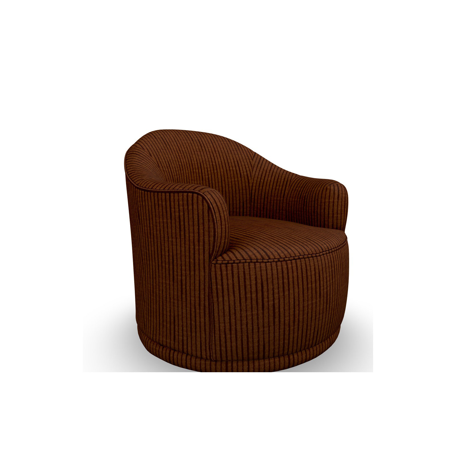Rumi Upholstered Swivel Barrel Chair, Clove Tonal Stripe Performance