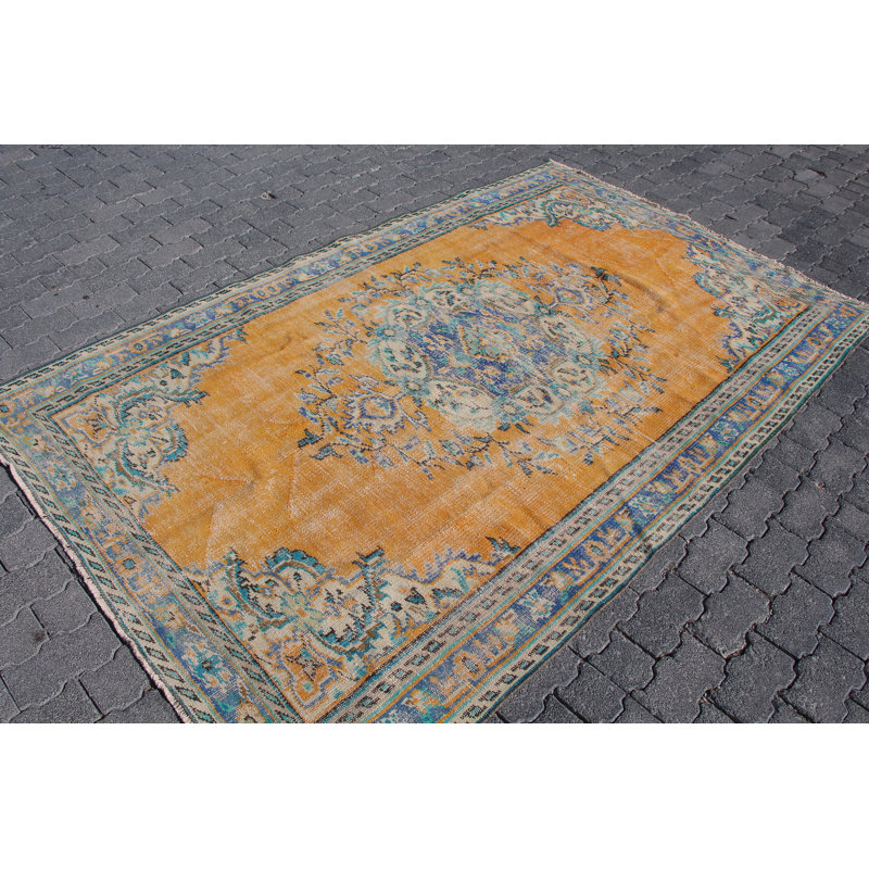 Grand tapis turc Oushak rétro: parfait pour les salons et les cuisines, beauté de la laine