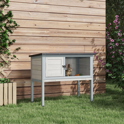 Cage à lapin en bois surélevée PawHut