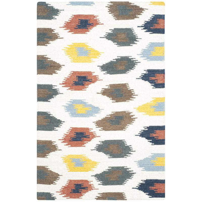 Selsey Abstract Wool Hand Woven Area Rug, Rectangle 122 x 183 cm